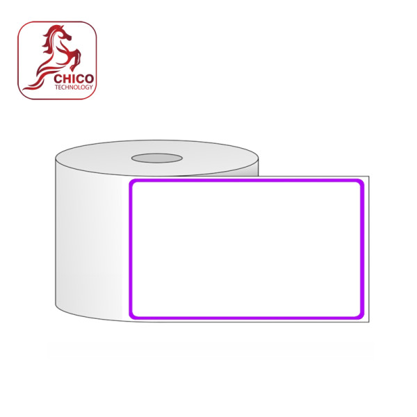 Giấy in mã vạch 1 tem 100x150x50m Màu Tím viền 0,7cm