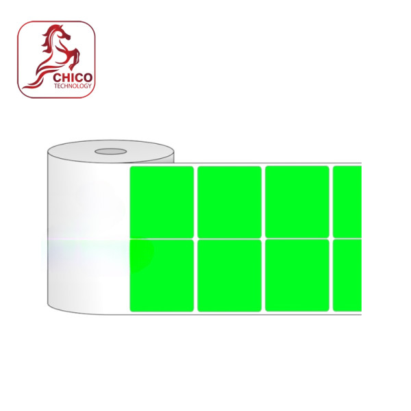 Giấy in mã vạch 2 tem 46x34x50m, bo góc ( xanh nõn chuối )