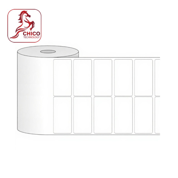 Giấy in mã vạch 2 tem 40x25x50M, bo góc