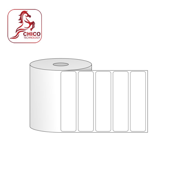 Giấy in mã vạch 1 tem PVC 100x25x50M, bo góc