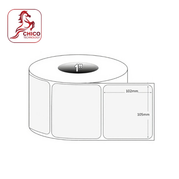 Giấy in mã vạch cảm nhiệt 1 tem 105x102x50m, bo góc