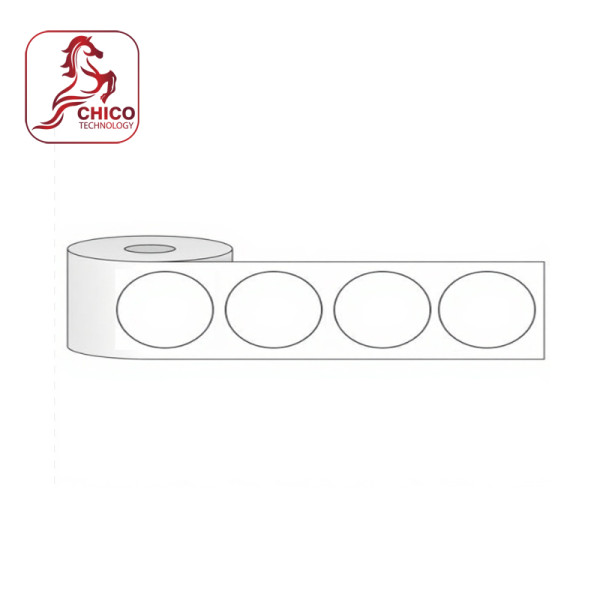 Giấy in mã vạch 1 tem 25x25x50M (tem tròn)