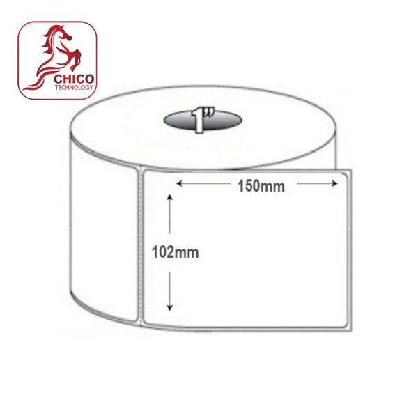 Giấy in mã vạch 1 tem 102x150x50M, Bo góc