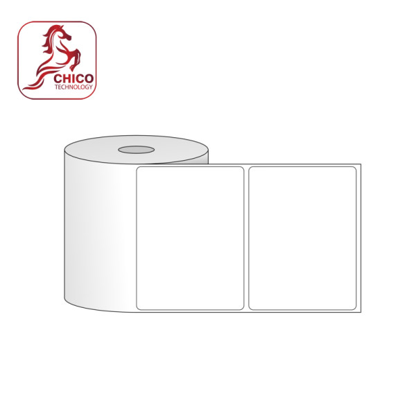 Giấy in mã vạch PVC 1 tem 105x53x50M, bo góc