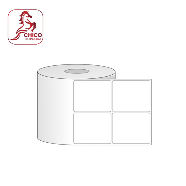 Giấy in mã vạch PVC 2 tem 50x50x50M (Bo góc)