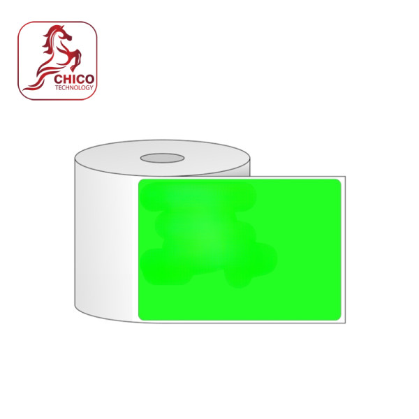 Giấy in mã vạch 1 tem 100x140x50m ( giấy thường, xanh lá cây, trơn)