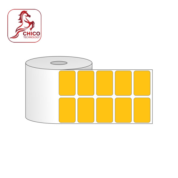 Giấy in tem vàng PVC 2 tem 50x30x50m, bo góc