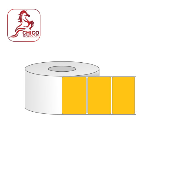 Giấy in tem vàng PVC 1 tem 85x45x100m, bo góc