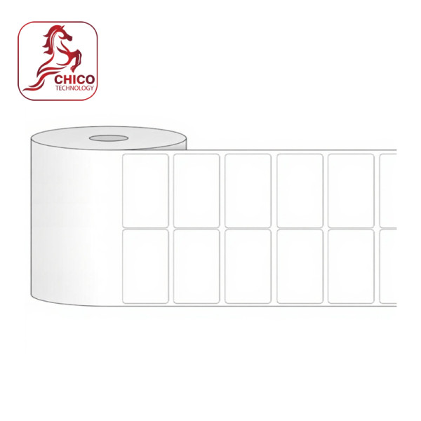 Giấy in mã vạch 2 tem 45x18x50M, bo góc