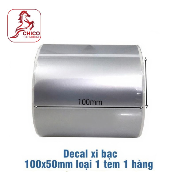 Giấy in mã vạch xi bạc 1 tem 100x50x50m
