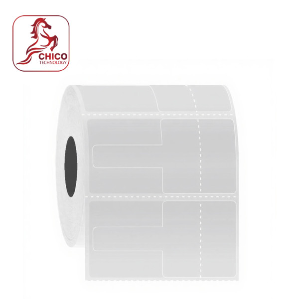 Giấy in tem kính PVC 14x37x50M (14 x 2 tem + đuôi 46x7)