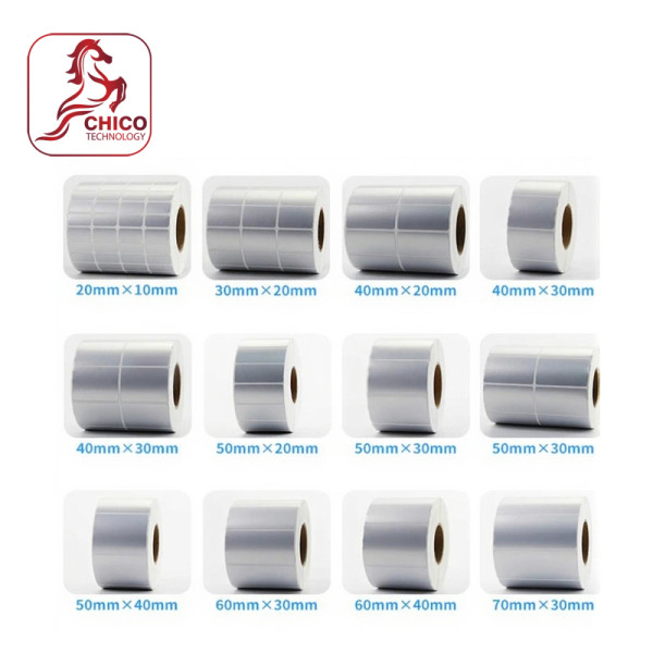 Giấy in mã vạch xi bạc 2 tem 50x70x50m, vuông