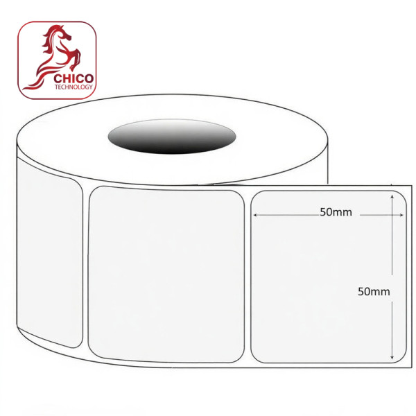 Giấy in mã vạch 1 tem cảm nhiệt 50x50x50M (Bo góc)